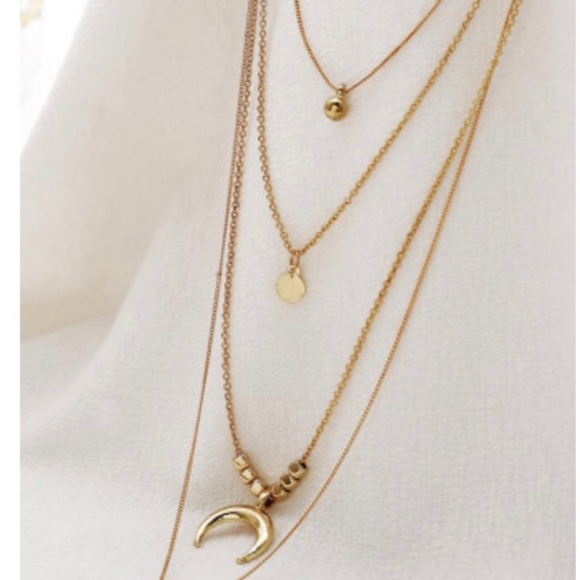 Multi Layered Necklace Bohemian crescent moon Boho Multiple - Picture 5 of 6